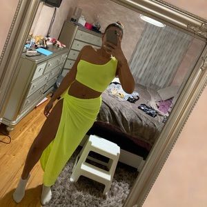 Neon Color Two Piece Set Dress